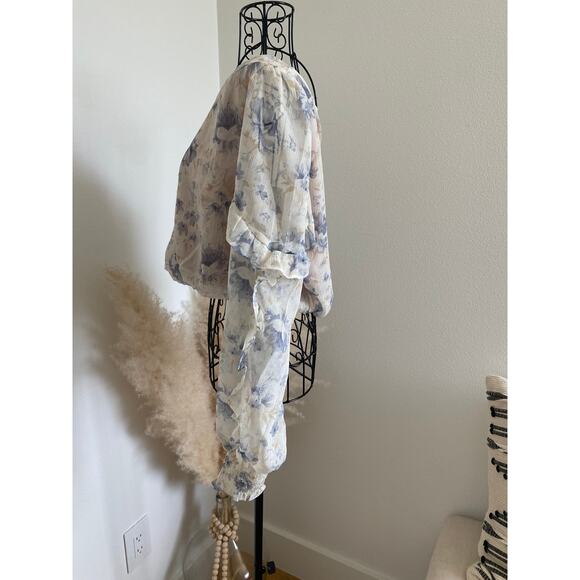 En Saison Kika Floral One Shoulder Romantic Cottage Ruffle Blouse NEW Large - Picture 5 of 11